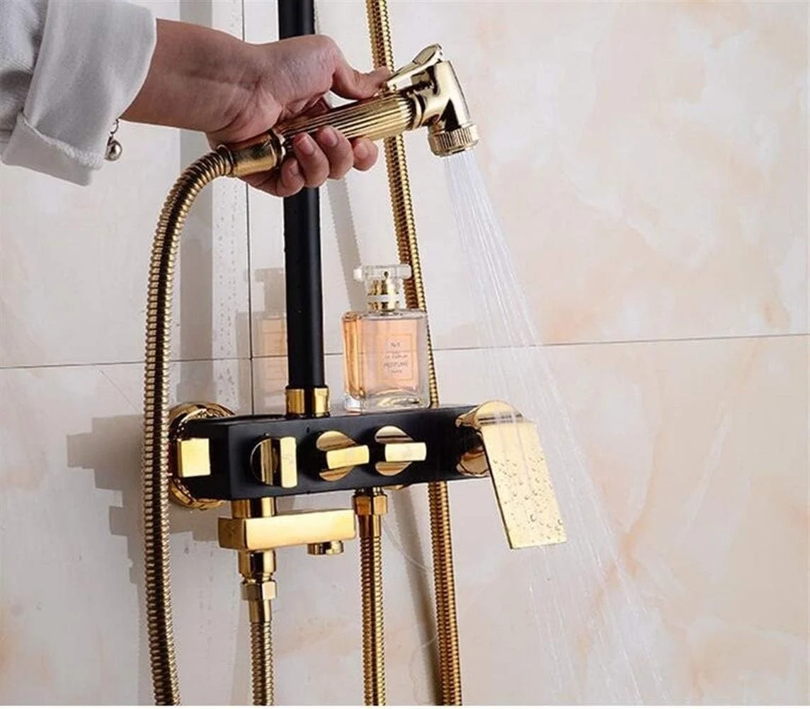 مجموعه سر دوش دستی TEmkin، سیستم دوش بارانی، ترموستات، شیرآلات مربعی مدرن حمام