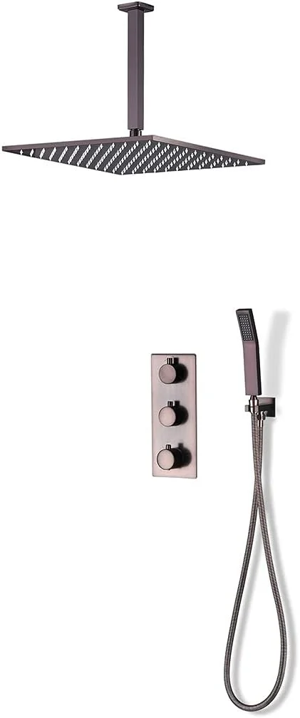 ست شیر دوش هوشمند با دمای 38 درجه سانتیگراد، شامل سردوش، دوش دستی، کیت تریم دوش، شلنگ دوش، دوش حمام و سردوش بارانی