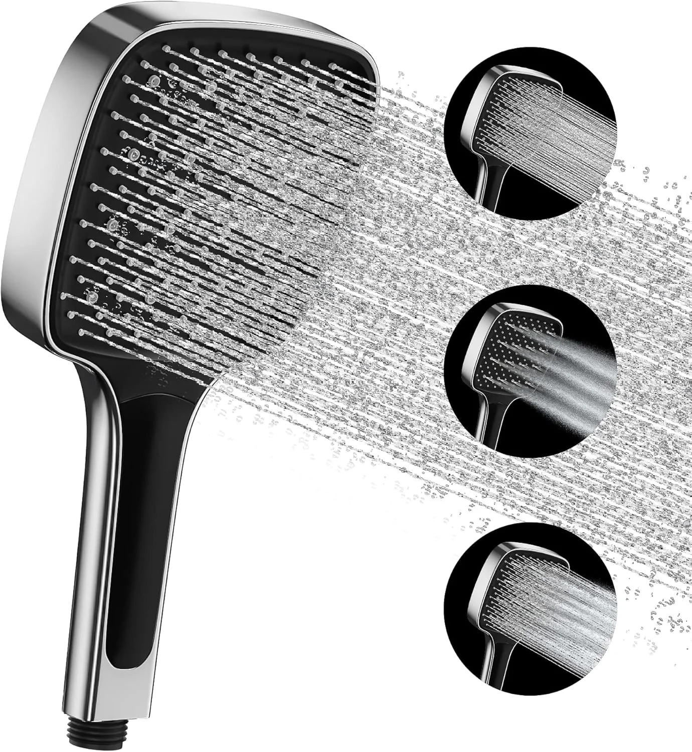 سردوش حمام TERRIFI، سردوشی دستی با فشار قوی، دارای 3 حالت قابل تنظیم برای صرفه جویی در آب، چند منظوره مربعی شکل مناسب برای حمام، قابل نصب بر روی شلنگ دوش شما