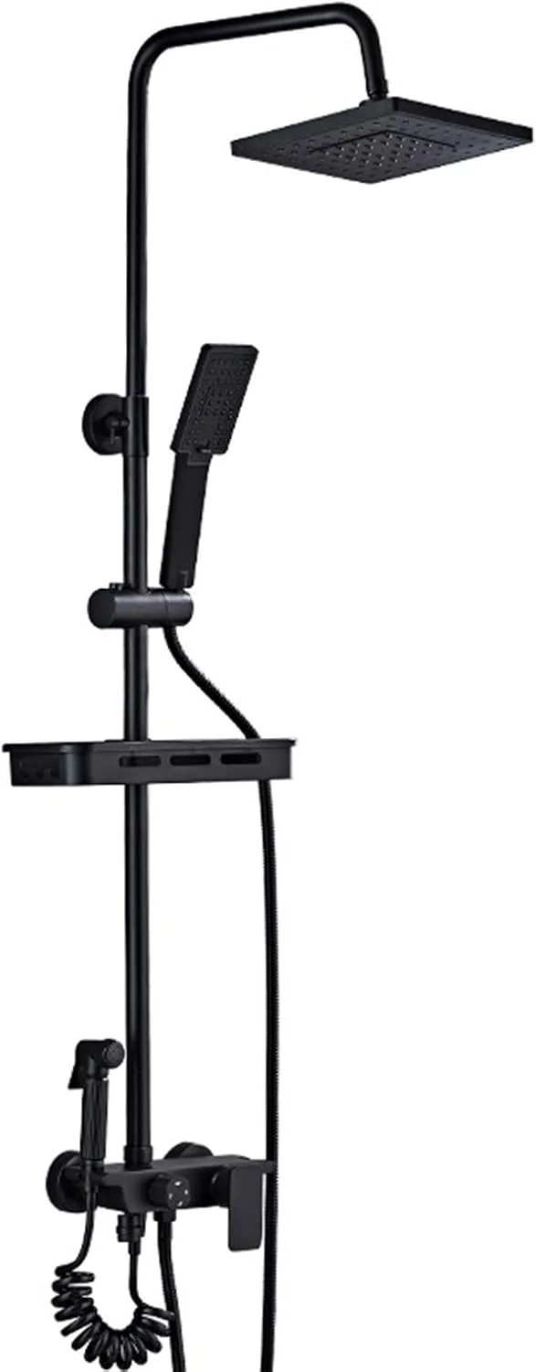 سیستم دوش ترموستاتیک مشکی مات، ست دوش با سردوش بارانی و سردوشی دستی