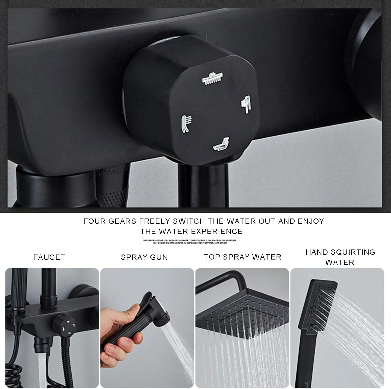 سیستم دوش ترموستاتیک مشکی مات، ست دوش با سردوش بارانی و سردوشی دستی