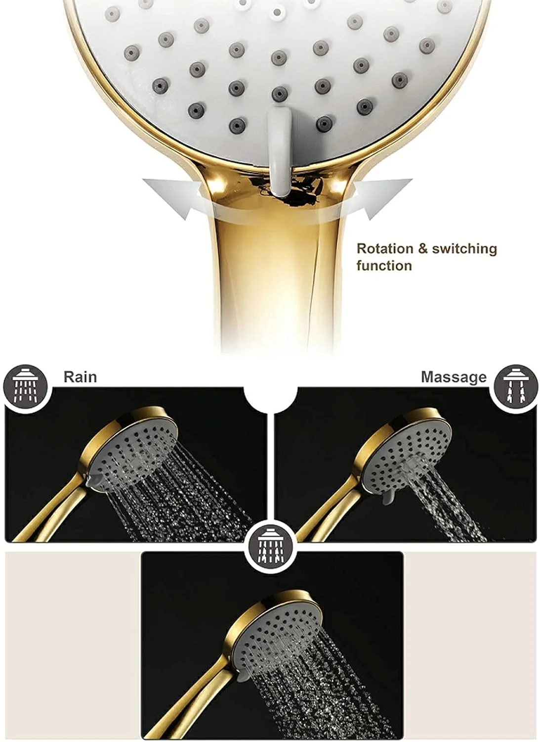 سردوش دستی طلایی تیتانیومی، ست سردوش دستی ABS، سردوش بارانی، سردوش 3 حالته، سردوش دستی گرد با نازل سیلیکونی S