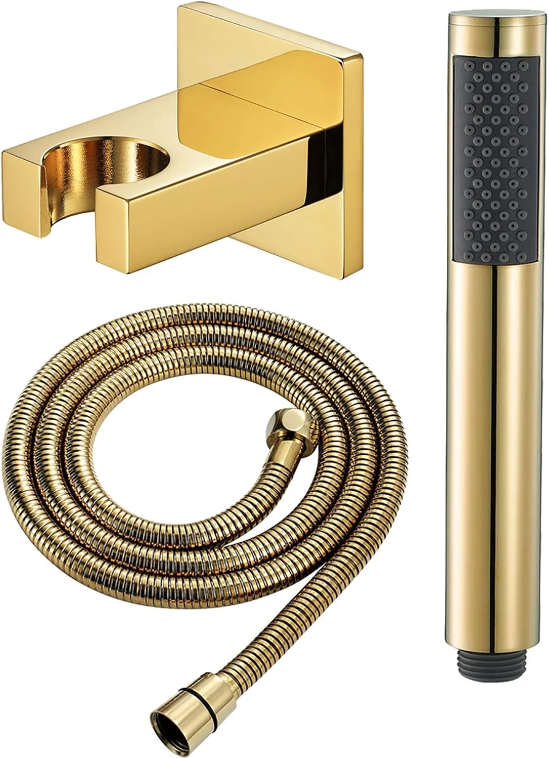 ست دوش دستی طلایی تیتانیومی، اسپری دوش دستی فشار قوی، ست سردوش دستی برنجی جهانی با شلنگ دوش استیل ضد زنگ 1.5 متری و B