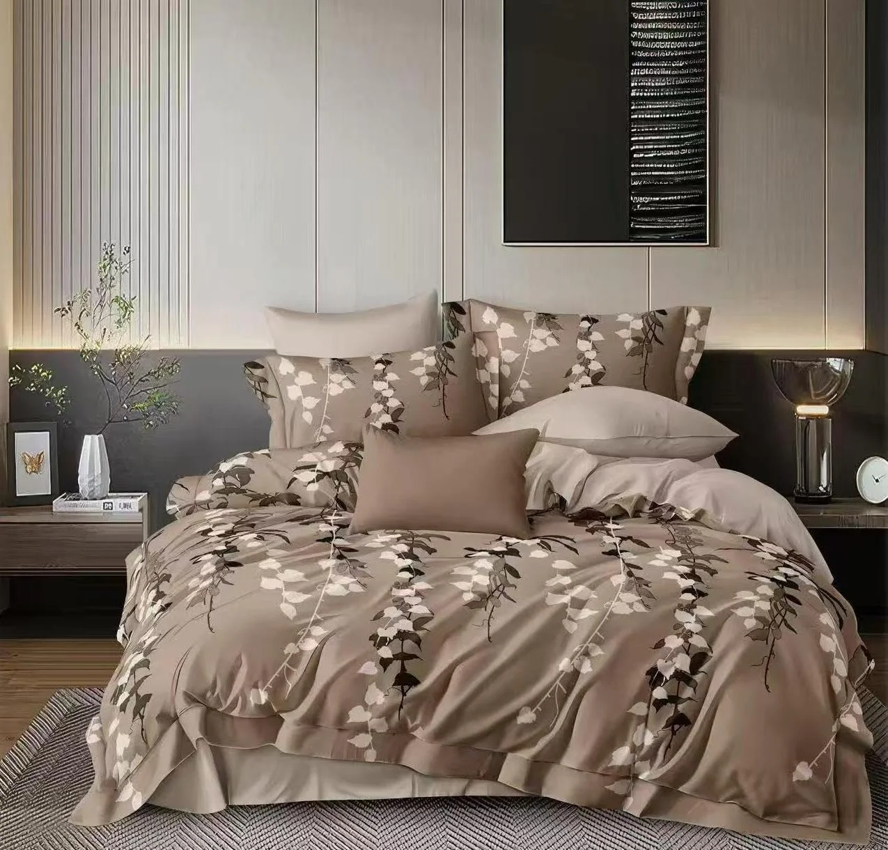 ست ملحفه تخت خواب سه تکه با طرح گل، سایز کینگ، شامل یک ملحفه و دو روبالشتی