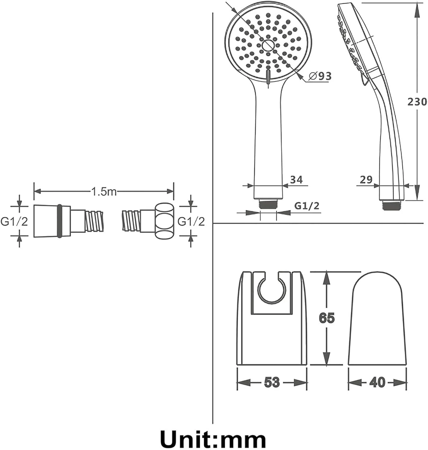 سردوش دستی طلایی تیتانیومی، ست سردوش دستی ABS، سردوش بارانی، سردوش 3 حالته، سردوش دستی گرد با نازل سیلیکونی S