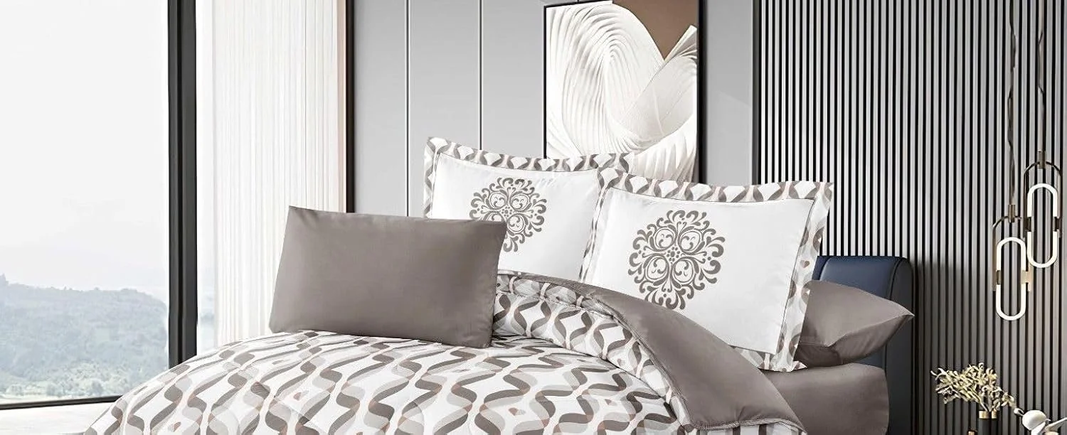 ست ملحفه تخت خواب سه تکه با طرح گل، سایز کینگ شامل یک ملحفه و دو روبالشتی (قهوه ای، کینگ استاندارد آمریکا)