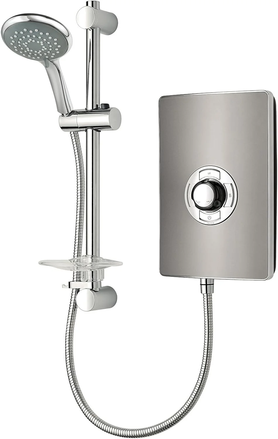 دوش برقی تریتون کالکشن 2 | 9.5 کیلو وات | تریتون آسپیرانته I رنگ متال | دوش های برقی | به همراه سردوش و شلنگ ضد پیچ خوردگی | بهترین واحدهای دوش برقی برای حمام