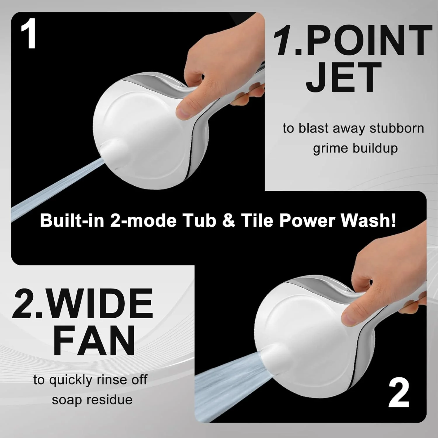 سردوش بارانی فشار قوی 12 اینچی Tomler، سردوش با بازوی اکستنشن 11 اینچی، سردوش دستی 10 حالته با نگهدارنده/شلنگ، دارای قابلیت شستشوی پرقدرت برای تمیز کردن وان، کاشی و حیوانات خانگی، تنظیم کننده جریان آب، کروم