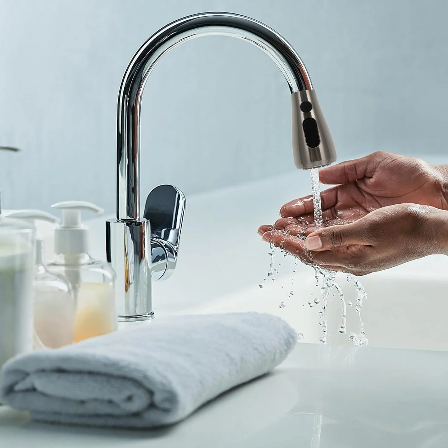 سر دوش دستی Uonlytech، شیر آب، سر دوش سینک، نازل شیر آب، سر دوش سینک، آبپاش بیرونی، فلاش تانک پلاستیکی روشویی