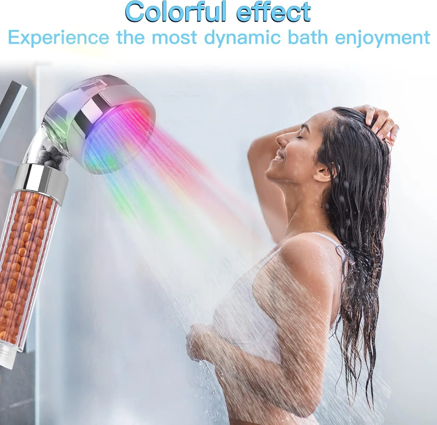 سردوش حمام آپارو با سردوشی دستی و فیلتر، سردوش های فشار قوی LED با فیلتر برای پوست و موی خشک، مناسب برای شلنگ 1/2 اینچ