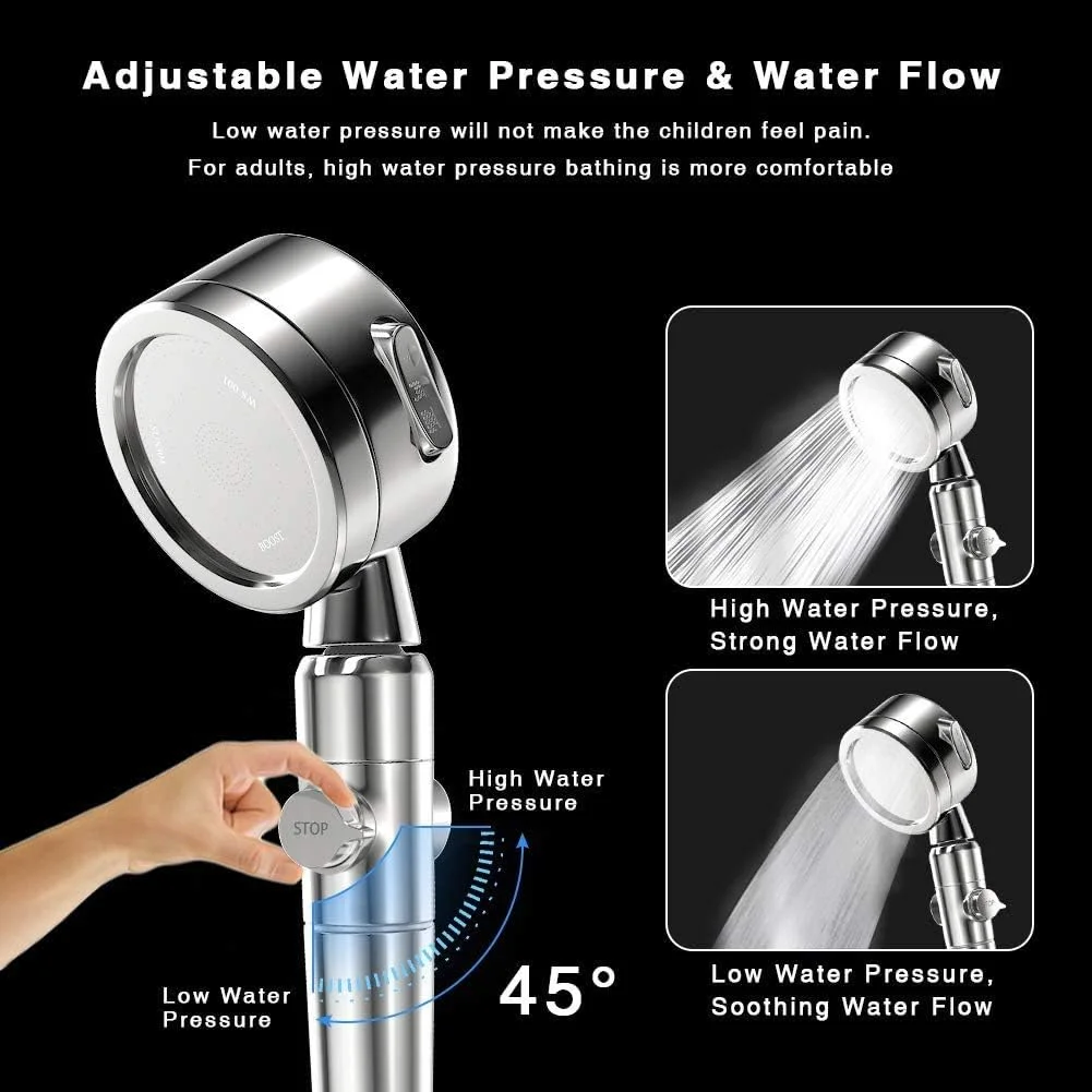 سردوش دستی و مجموعه فیلتر سردوش وابورس، فشار قوی با 3 حالت قابل تنظیم، صرفه جویی 70 درصدی در مصرف آب، دکمه روشن/خاموش، ضد نشت، نسخه به روز شده 2020، نقره ای. تصفیه کننده آب، حذف کلر سردوش دستی و مجموعه فیلتر سردوش وابورس، فشار قوی با 3 حالت قابل تنظیم، صرفه جویی 70 درصدی در مصرف آب، دکمه روشن/خاموش، ضد نشت، نسخه به روز شده 2020، نقره ای. تصفیه کننده آب، حذف کلر