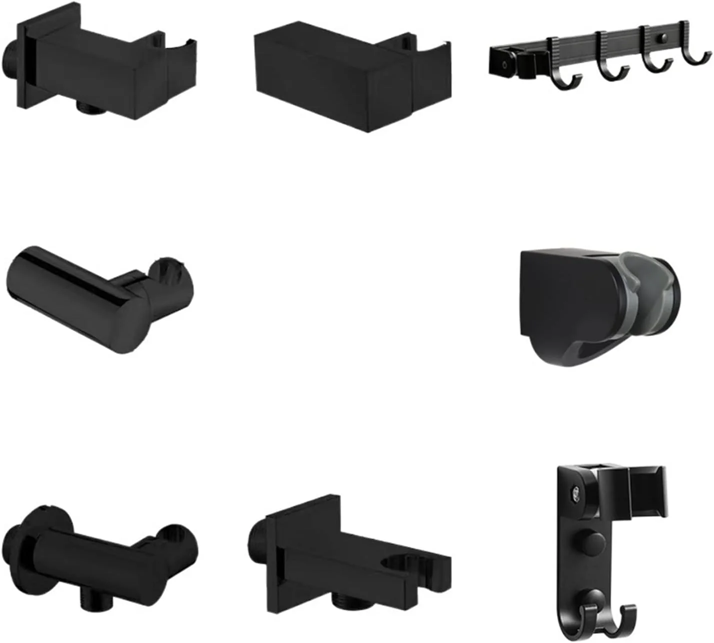 سر دوش دستی مشکی مات VejiA به همراه پایه نگهدارنده، اتصال دیواری و اتصالات برنجی