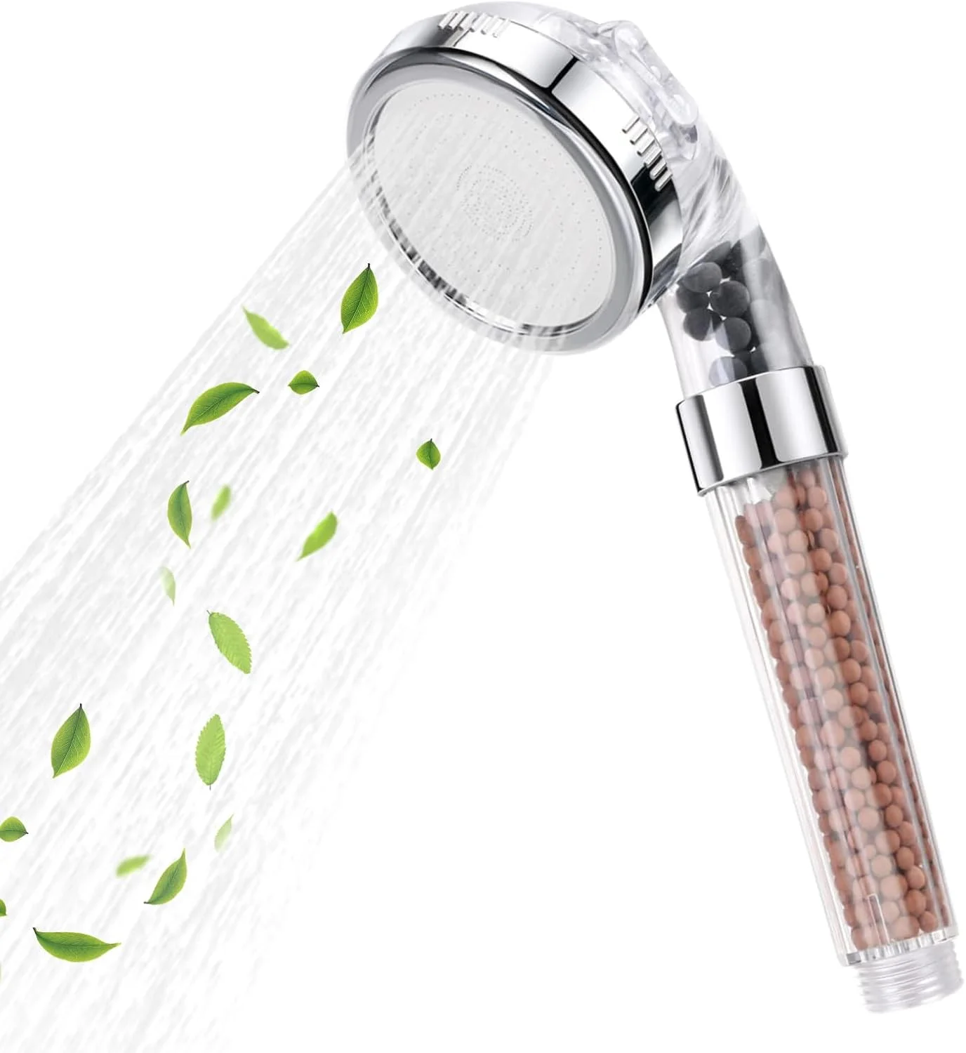 مجموعه دوش حمام Vicloon، سردوش دستی و شلنگ، توپ معدنی قابل تعویض اضافی، سردوش قابل تنظیم با شلنگ دوش کرومی 1.5 متری، حمام جهانی با صرفه جویی در آب و حذف کلر