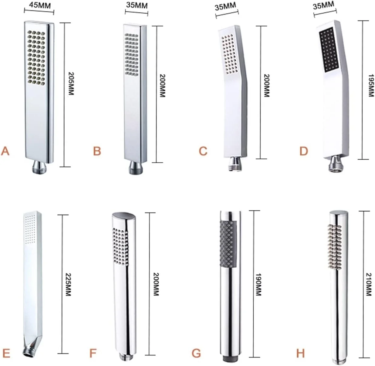 سردوش دستی برنجی VejiA جایگزین سردوش برای سیستم دوش حمام، مدرن، مربعی، گرد، بیضی، کروم براق