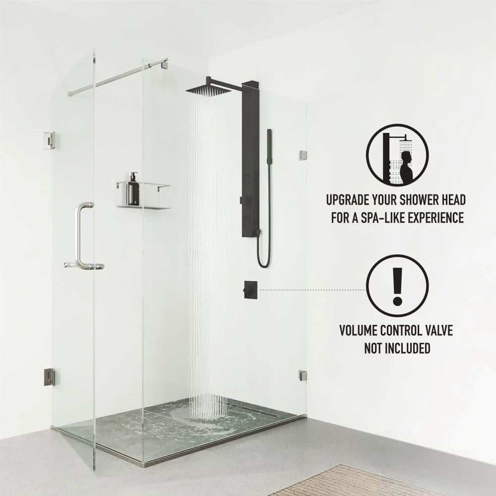 پنل دوش مشکی مات ویگو مدل ارکیده با دو جت ماساژور و سردوش دستی - سایز 20 در 39 اینچ