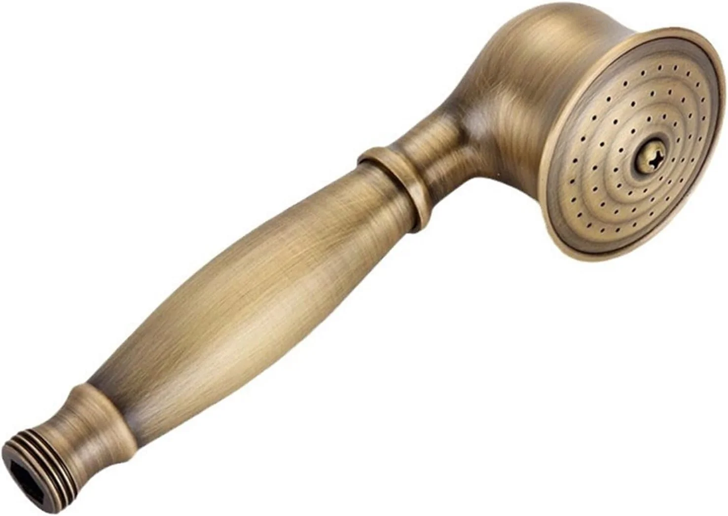 سردوش دستی برنجی عتیقه با طراحی تلفنی، ساختار برنجی مستحکم، سر دوش 5 سانتی‌متری و دسته 17 سانتی‌متری، اتصال G1/2