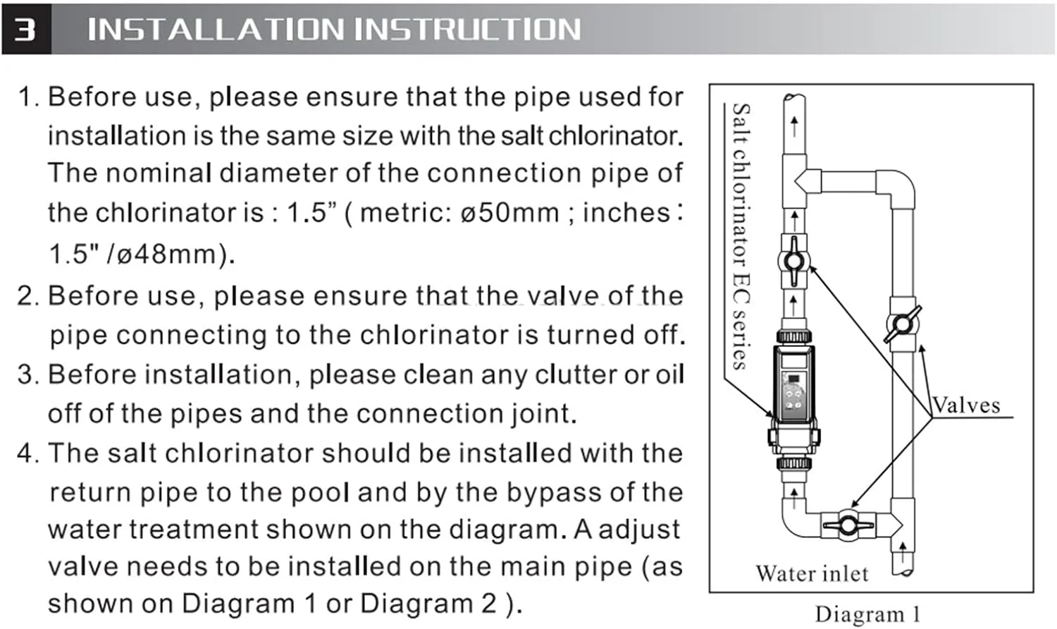 دستگاه کلرزنی نمکی الکترولیتی 8/12/16/20 گرم در ساعت، ژنراتور کلر الکترولیتی، کلرزن نمکی استخر شنا، 12 گرم