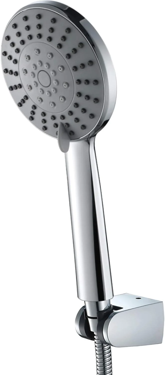 ست دوش دستی با فشار قوی روکش کروم، دارای 5 حالت پاشش، ست دوش دستی یونیورسال با شلنگ استیل ضد زنگ و نگهدارنده، G1/2 اینچ