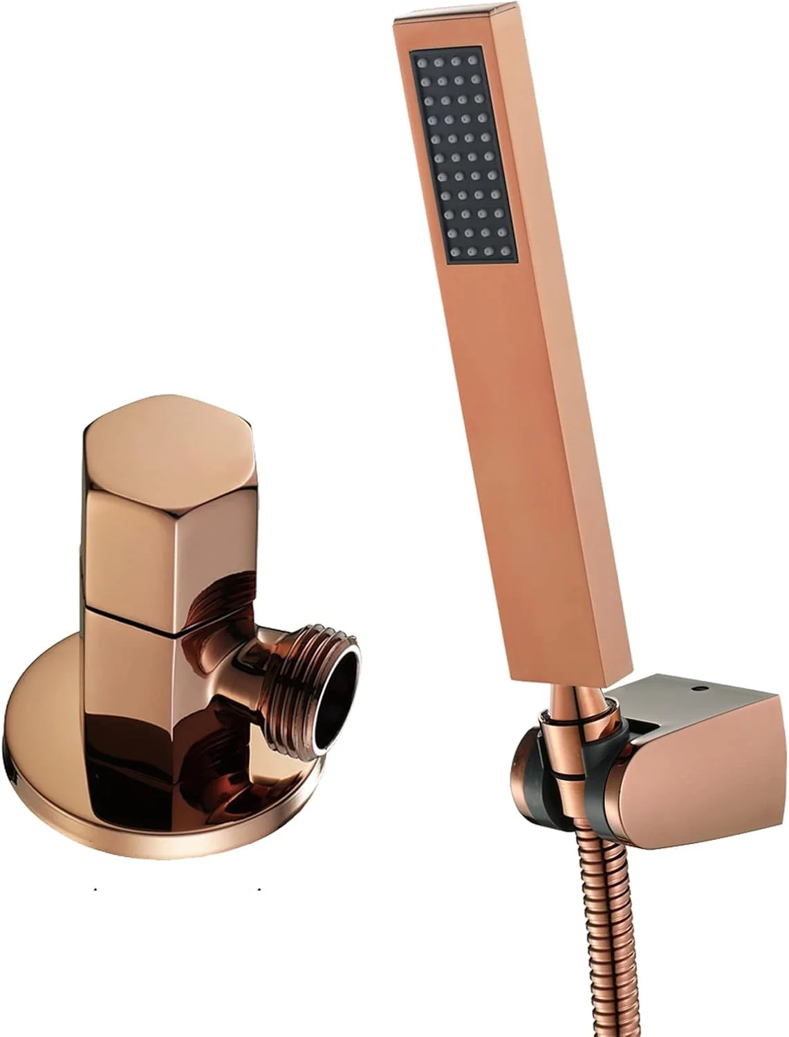 سردوش دستی طلایی رُز VLNAACH، سردوش بارانی با شلنگ استیل ضد زنگ 304 به طول 1.5 متر، ست اسپری با شیر زاویه دار (اندازه: ست اسپری)