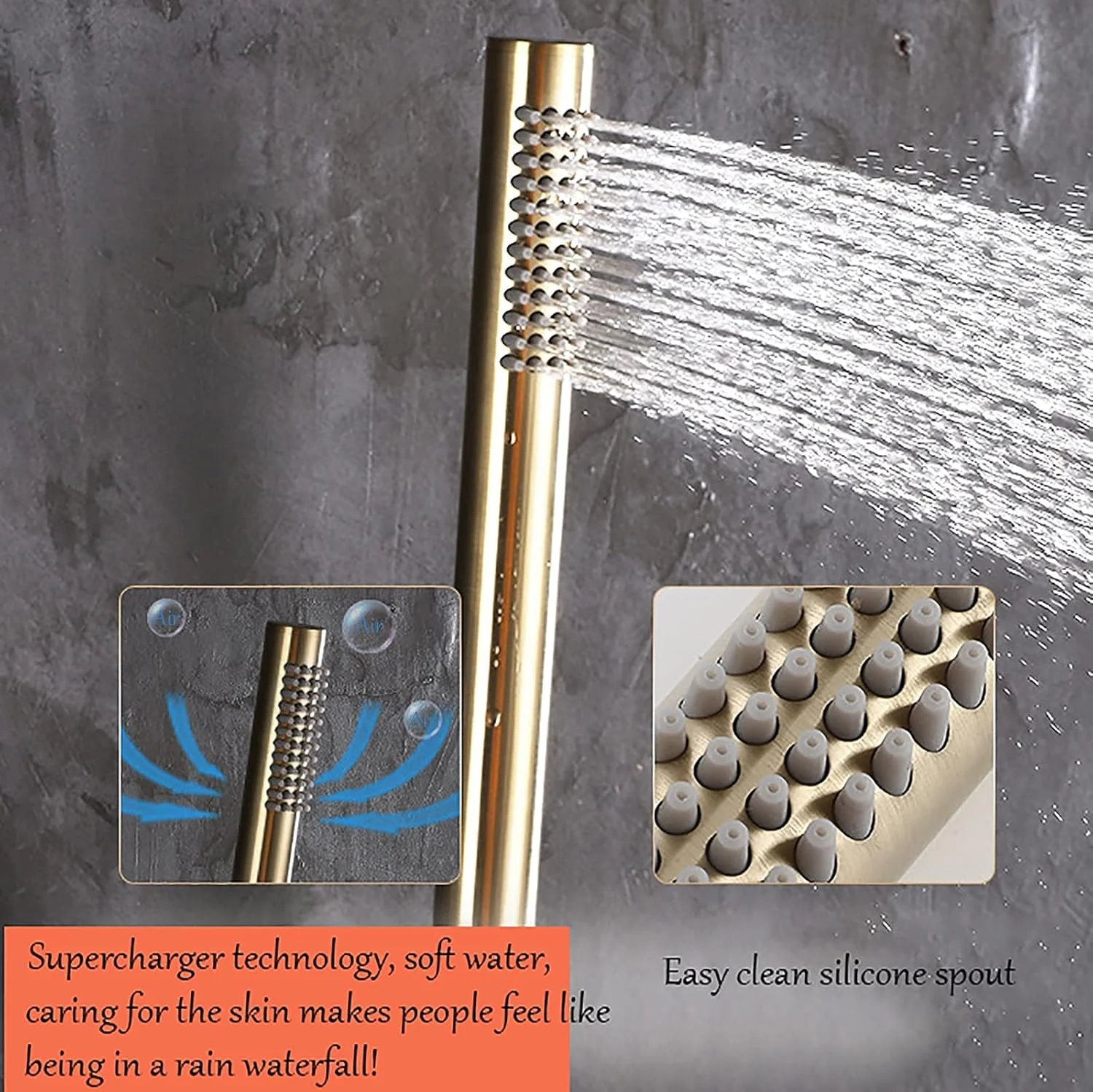 ست دوش دستی VLNAACH، سردوشی دستی برنجی صرفه جویی در آب، سردوش دیواری با دسته تکی، همراه با شلنگ و نگهدارنده، مشکی