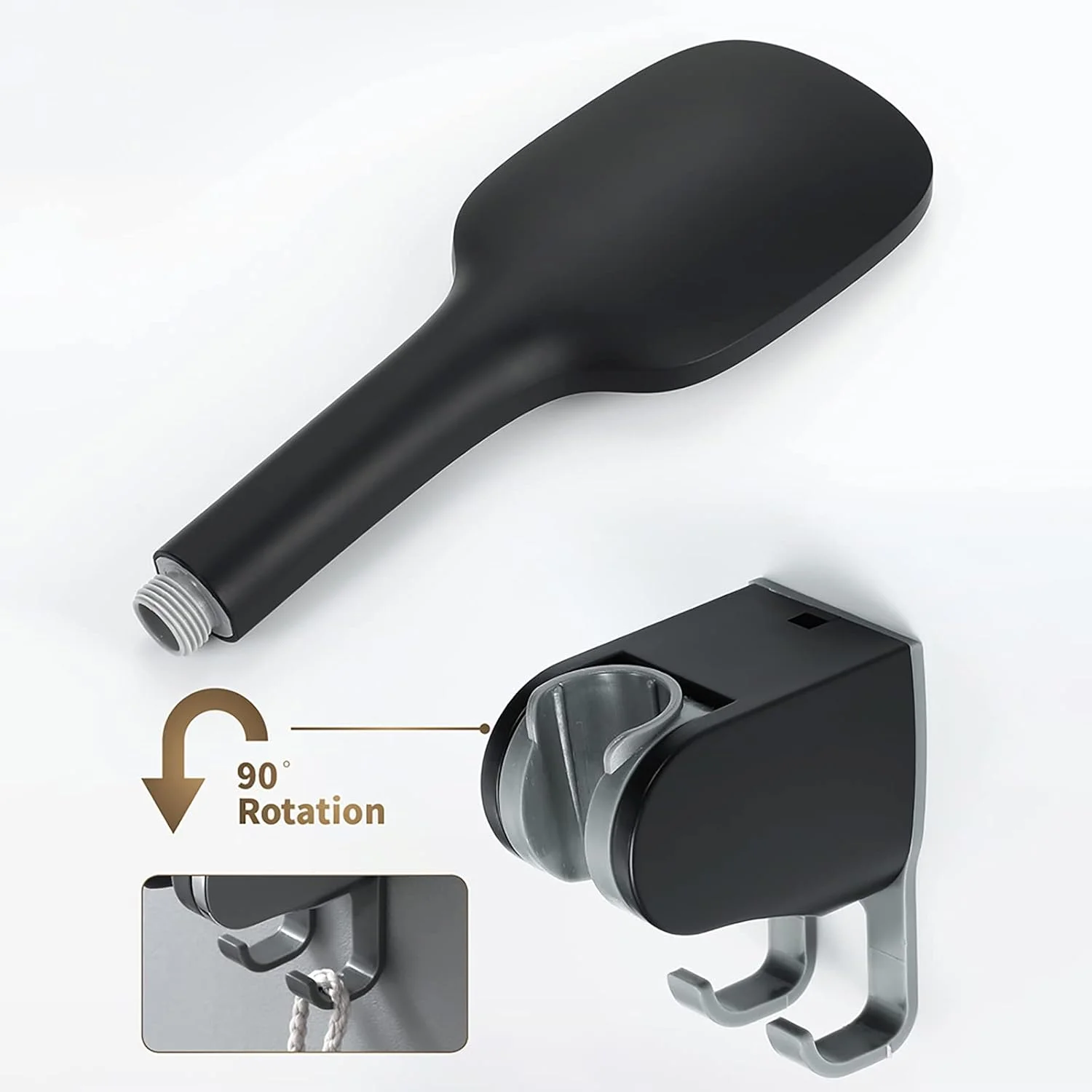 مجموعه سردوش دستی مشکی یونیورسال با 3 حالت آب، سردوش دستی فشار قوی با شلنگ استیل ضد زنگ 1.5 متری و نگهدارنده