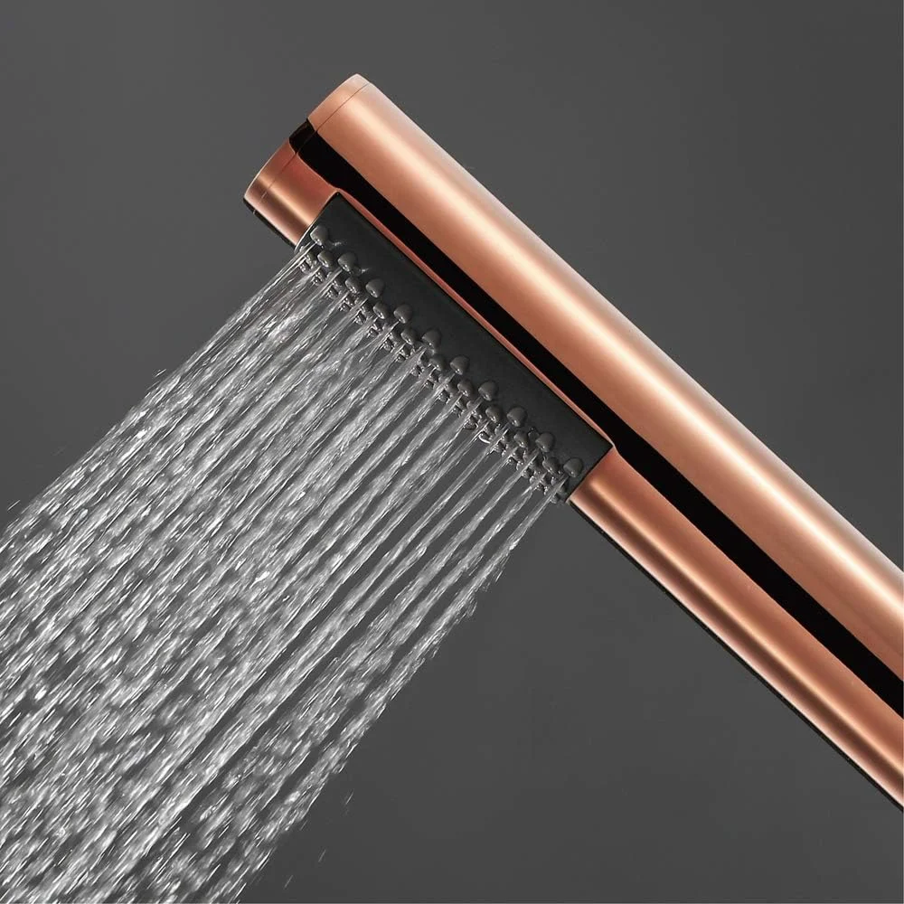 دوش دستی با میله لغزنده، ست دوش دستی برنجی یونیورسال، سر دوش فشار قوی با شلنگ دوش استیل 1.5 متری، رزگلد (رنگ: کروم) (رز