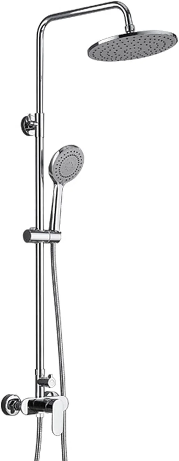 سردوش حمام فشار قوی بارانی به همراه بازوی افزایش طول، دارای 7 حالت مختلف، سردوش دستی ترکیبی، با قابلیت تنظیم ارتفاع/زاویه، کروم
