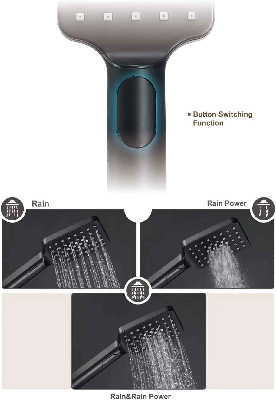 سردوش دستی ای‌بی‌اس فشار قوی VLNAACH با نگهدارنده دوش ای‌بی‌اس و شلنگ استیل، سردوش دستی چند منظوره