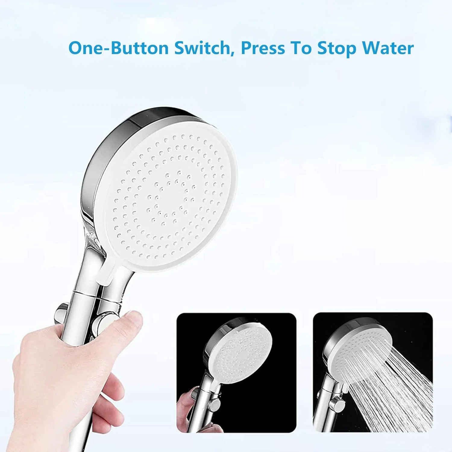 سردوش حمام، سردوش های فشار قوی با شلنگ، 3 حالت اسپری و دکمه توقف قابل تنظیم، سردوش جهانی، سردوش های دستی صرفه جویی در آب، کروم