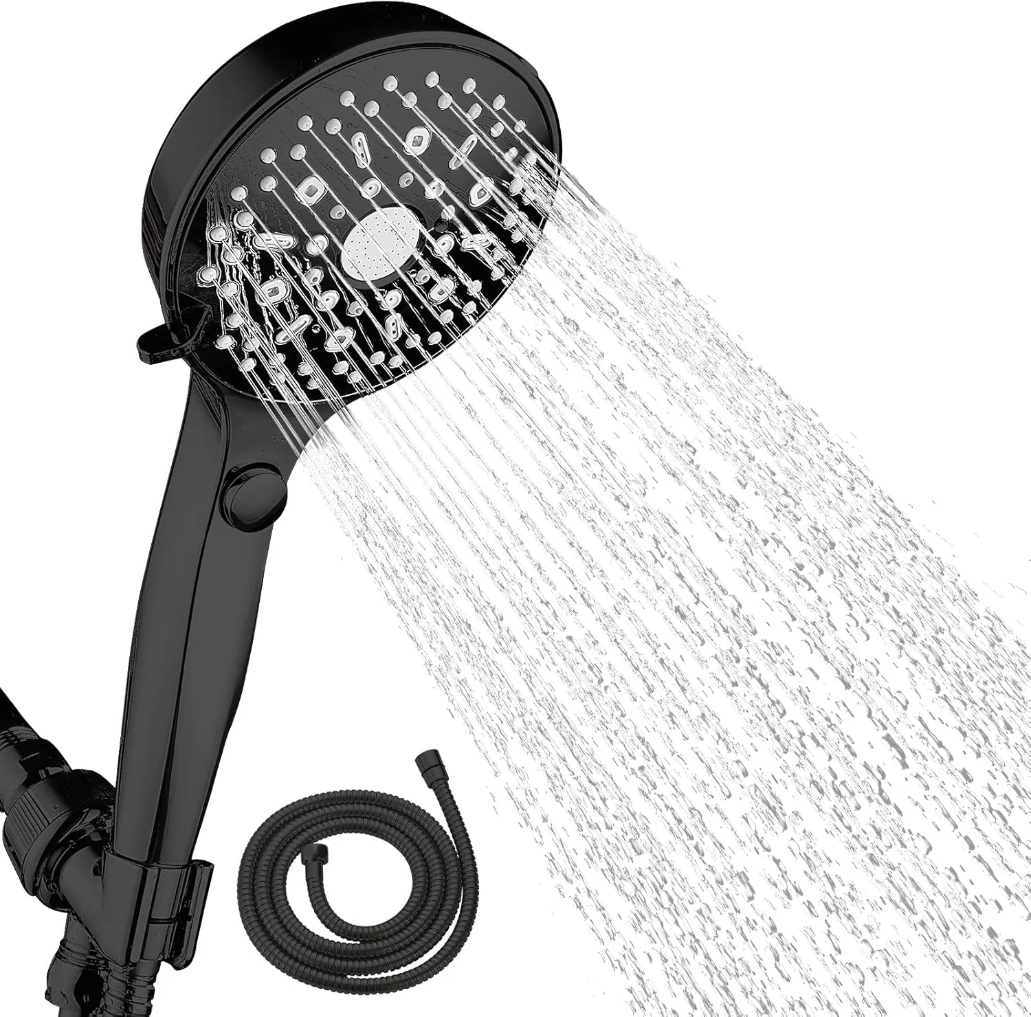 سردوش دستی فشار قوی VXV، دارای 12 حالت پاشش آب به همراه حالت صرفه جویی در مصرف آب، ست سردوش با جریان خروجی بالا 4.85 اینچی به همراه شلنگ 6 فوتی و پایه با زاویه قابل تنظیم، مشکی مات