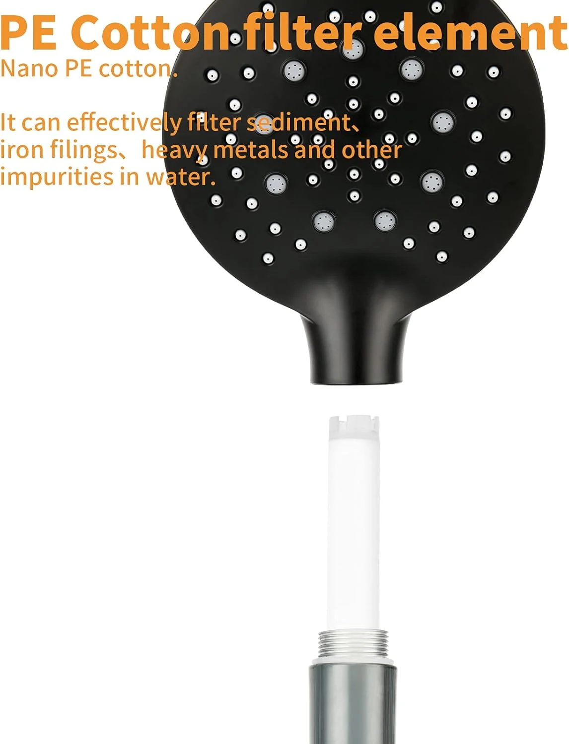 سردوش کمپینگ، سردوش دستی فشار قوی با شلنگ، 3 حالت و سردوش های جداشدنی، مشکی مات