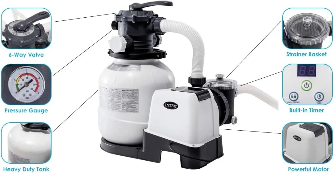 پمپ فیلتر شنی 2100 GPH مناسب استخرهای روکار به همراه کیت نگهداری استخر