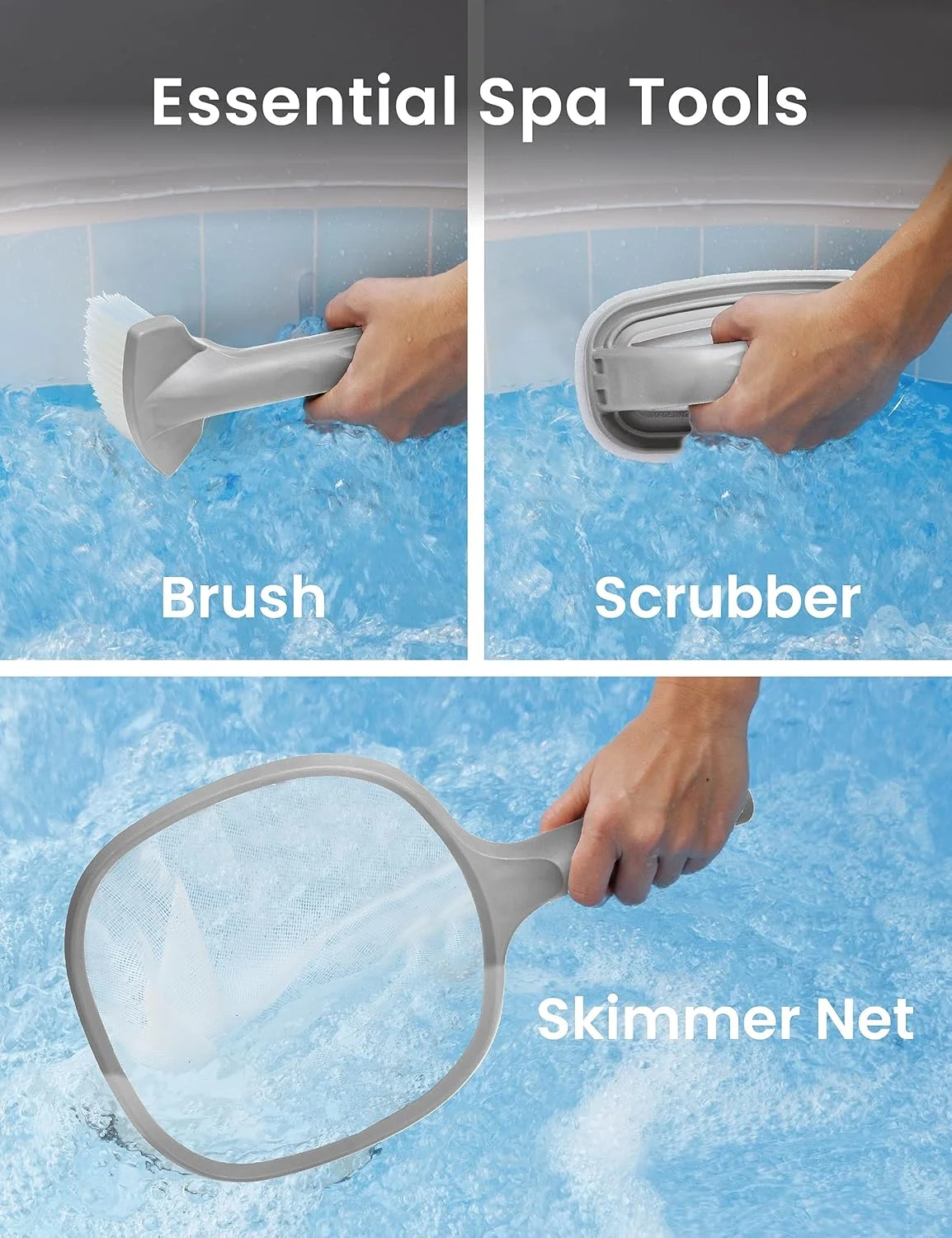 ست جاروبرقی شارژی استخر KOKIDO (مدل جدید 2024) با دسته و ابزار - اسکیمر، اسکرابر، برس. دارای فیلتر استیل و استاندارد IPX8. مناسب برای اسپا، وان آب گرم و استخرهای کوچک برای جمع آوری شن و مواد زائد مدل XTROVAC 100