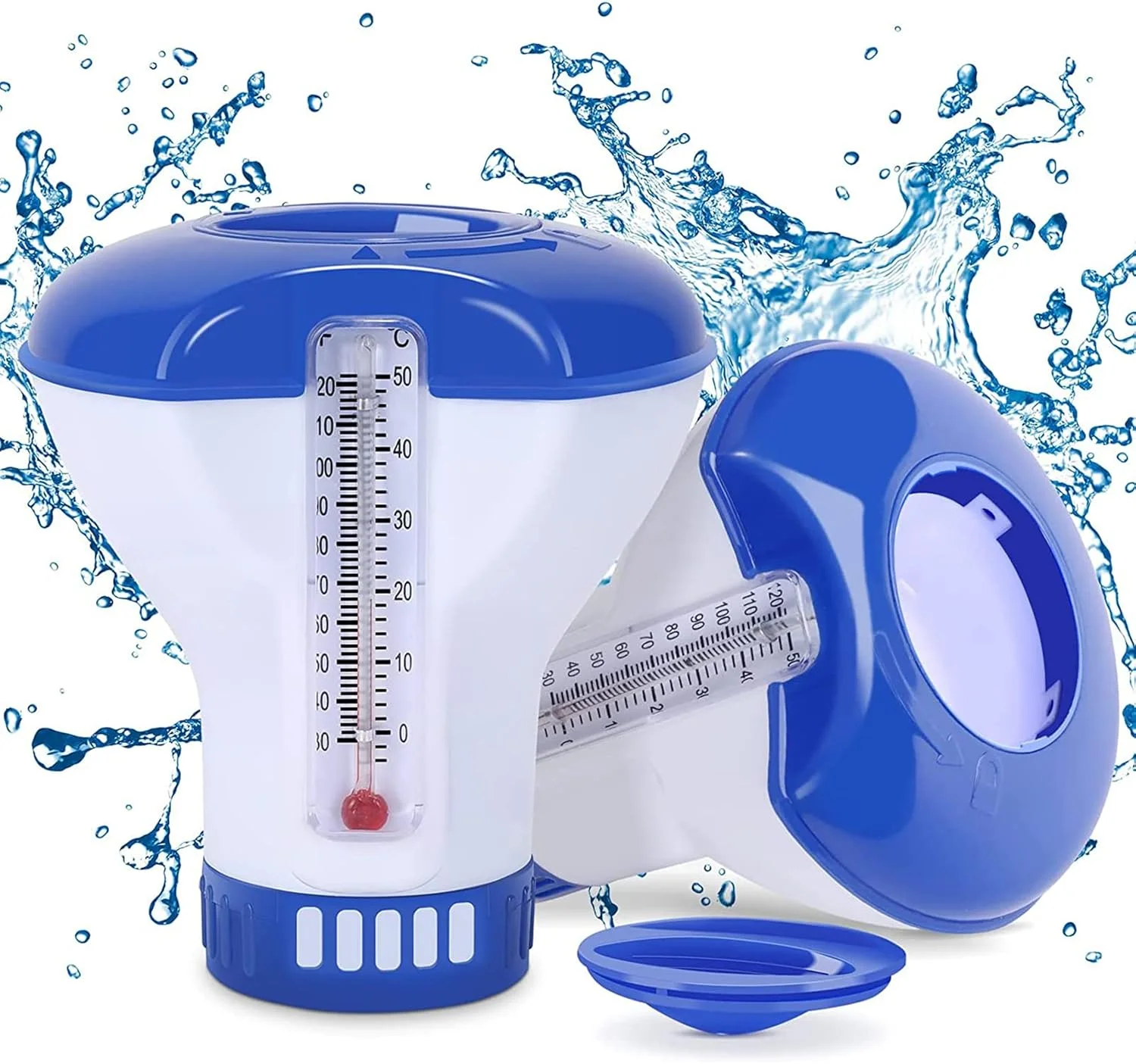 شناور کلر استخر NVIVN، پخش کننده شناور کلر 2 عددی، کلر شناور استخر، پخش کننده کلر برای استخر شنا، اسپا (همراه با دماسنج)