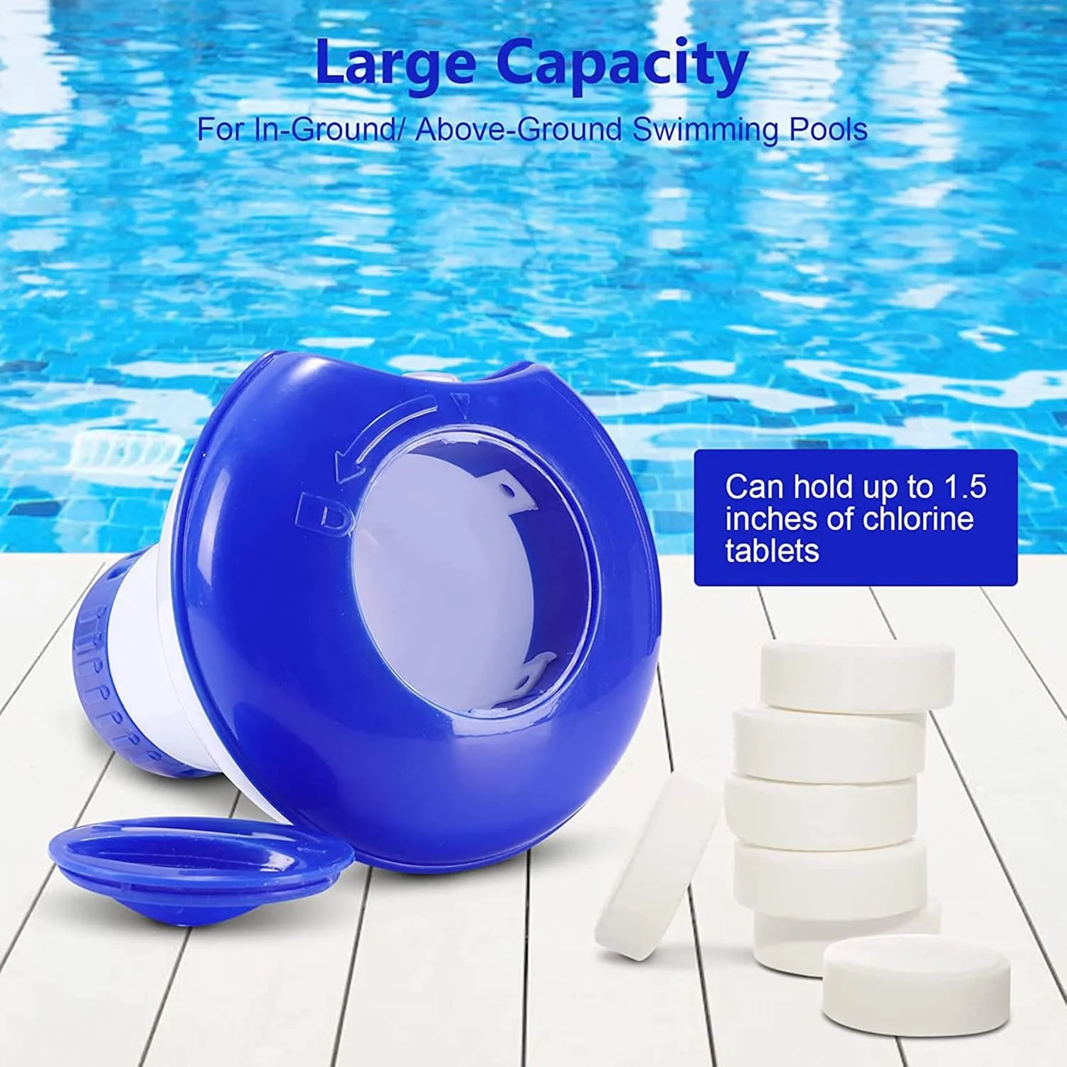 شناور کلر استخر NVIVN، پخش کننده شناور کلر 2 عددی، کلر شناور استخر، پخش کننده کلر برای استخر شنا، اسپا (همراه با دماسنج)