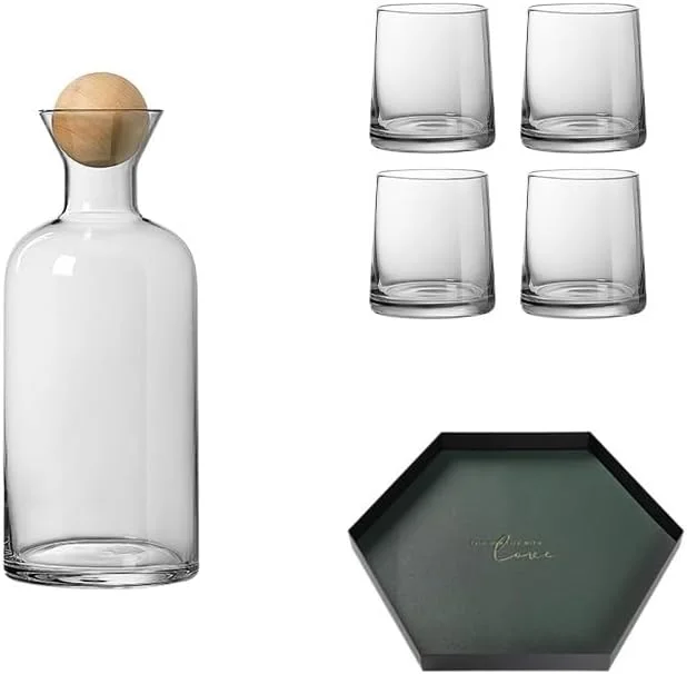 ست پارچ شیشه ای آب، کتری سرد، کتری سفید خنک، بطری آب خلاقانه اتاق نشیمن، ظروف آب خانگی، پارچ چای سرد (رنگ: طلایی)