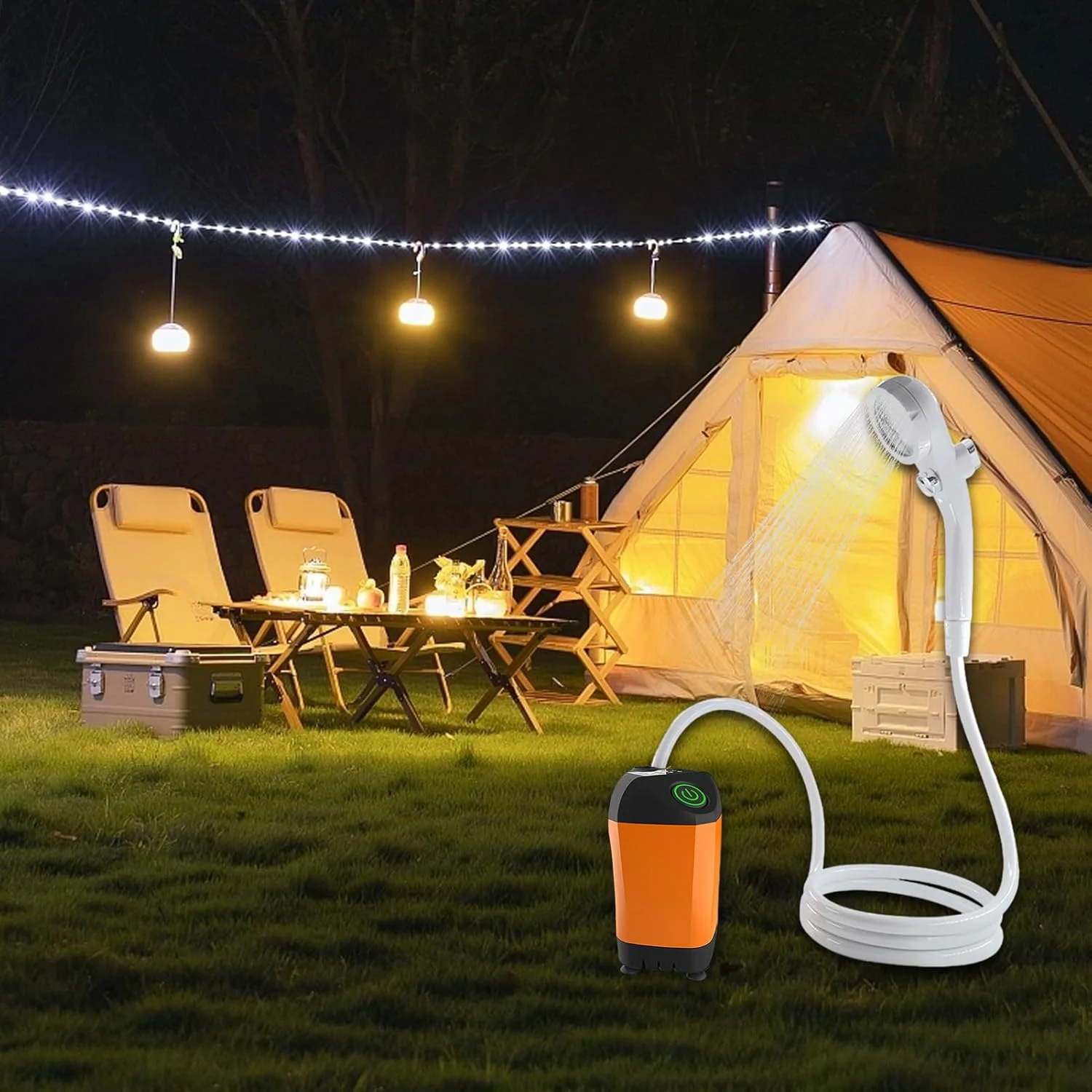 دوش کمپینگ - پمپ دوش ضد آب با سر دوش | سر دوش دستی جداشدنی با عملکرد چند منظوره برای مسافرت، تمیز کردن حیوانات خانگی و کوله گردی