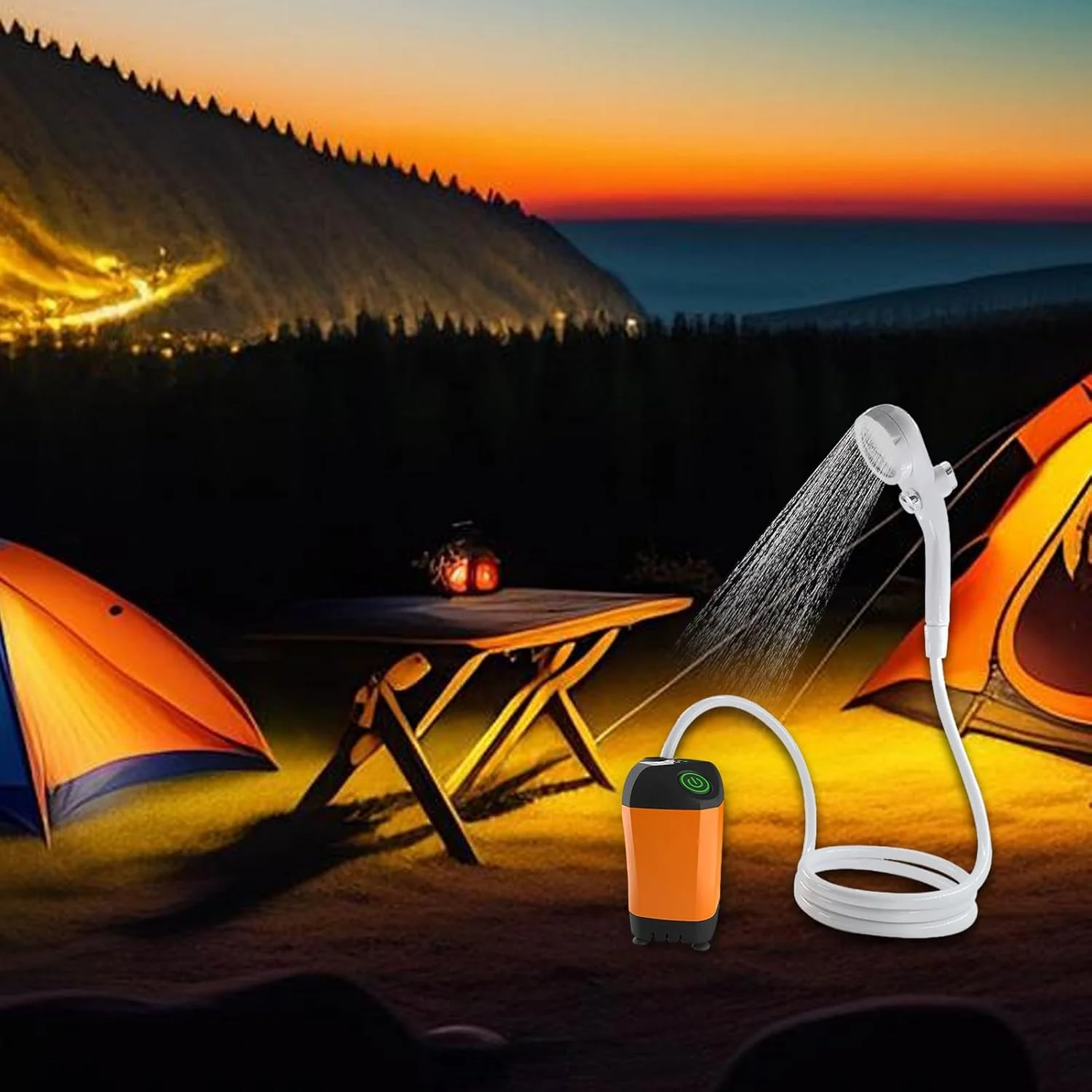 دوش کمپینگ - پمپ دوش ضد آب با سر دوش | سر دوش دستی جداشدنی با عملکرد چند منظوره برای مسافرت، تمیز کردن حیوانات خانگی و کوله گردی