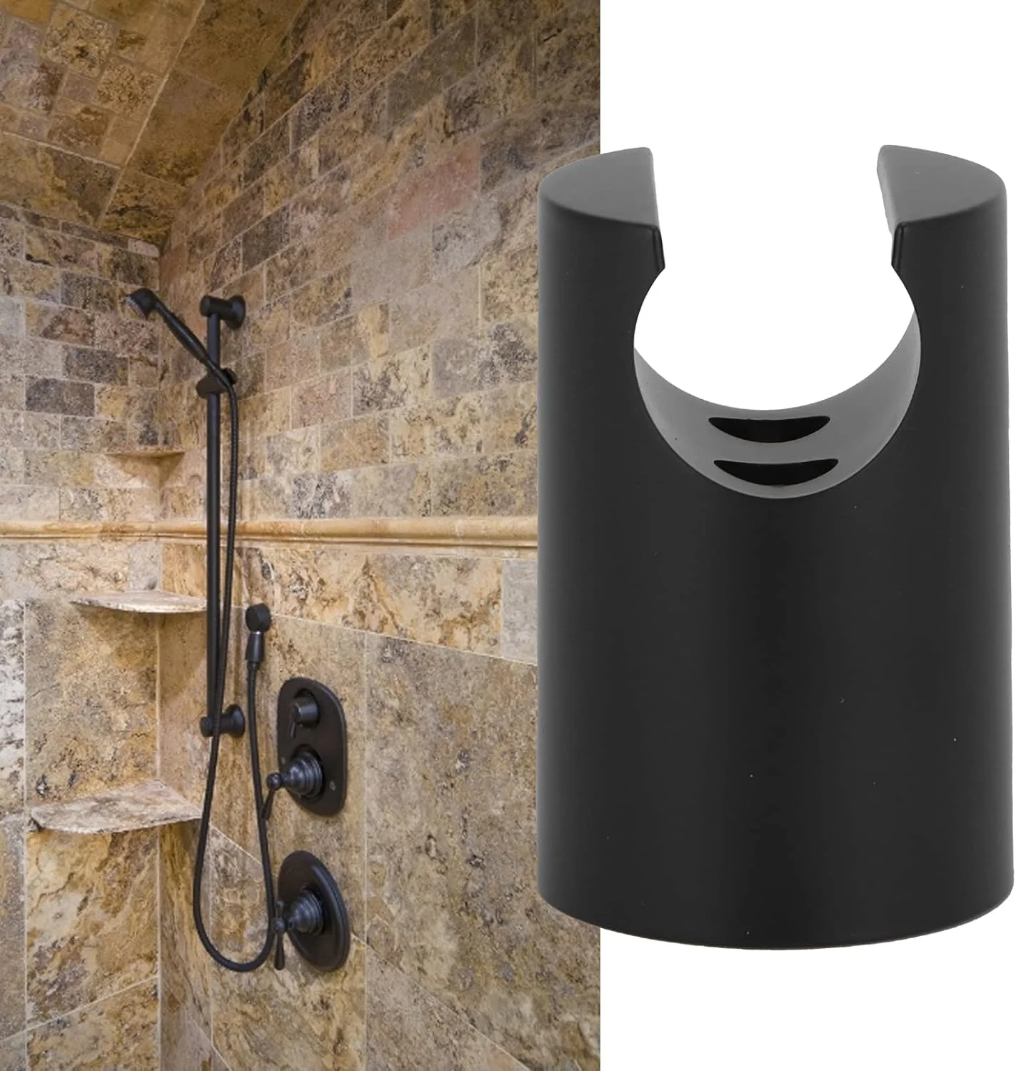 نگهدارنده سر دوش، نگهدارنده بازوی دوش دیواری ضد آب، پایه نگهدارنده اسپری سر دوش دستی برای حمام منزل هتل (مشکی)