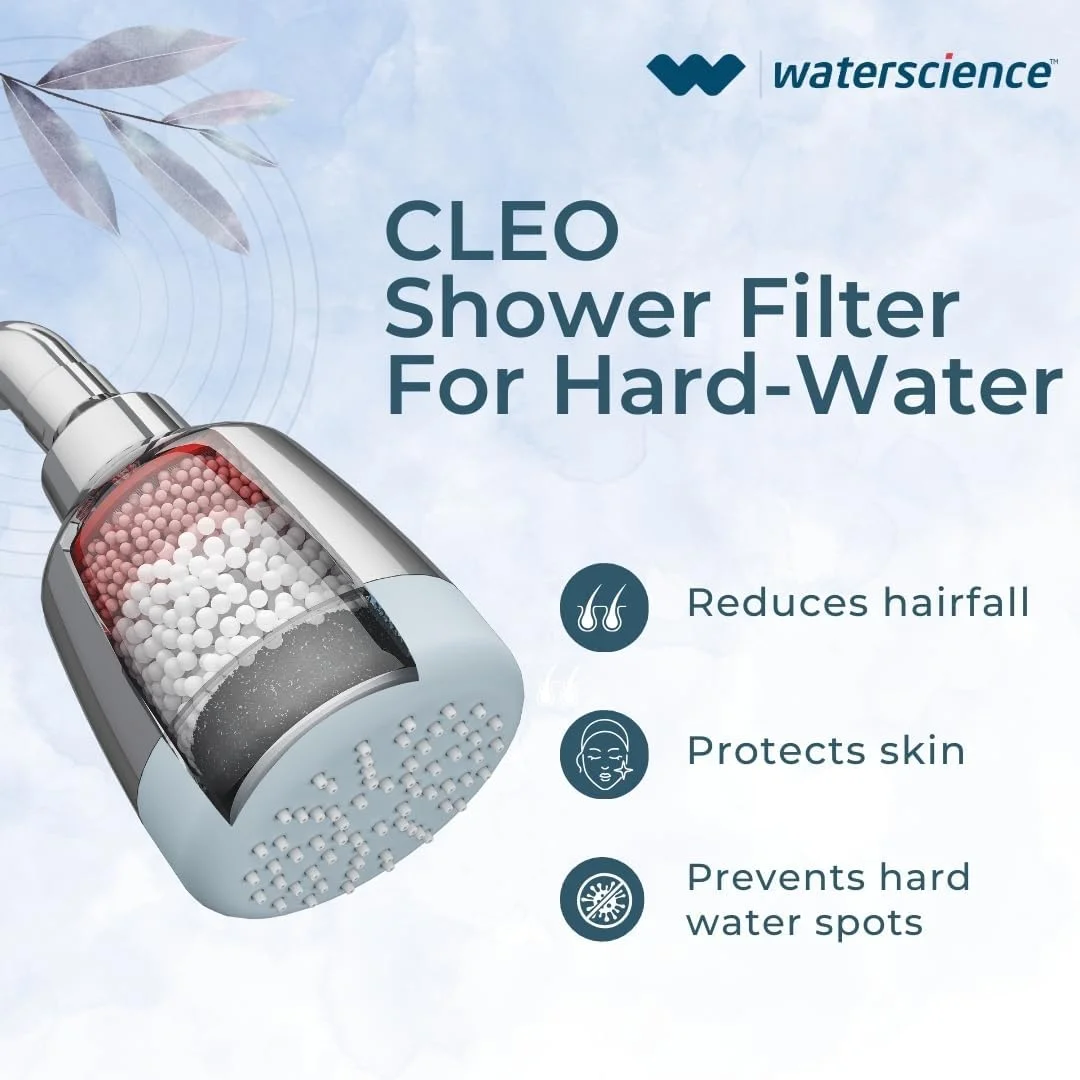 فیلتر دوش حمام WaterScience CLEO برای حمام | نرم کننده آب سخت برای دوش و خانه | آب چاه/تانکر | برای مو و پوست بهتر - CLEO-SFS-423