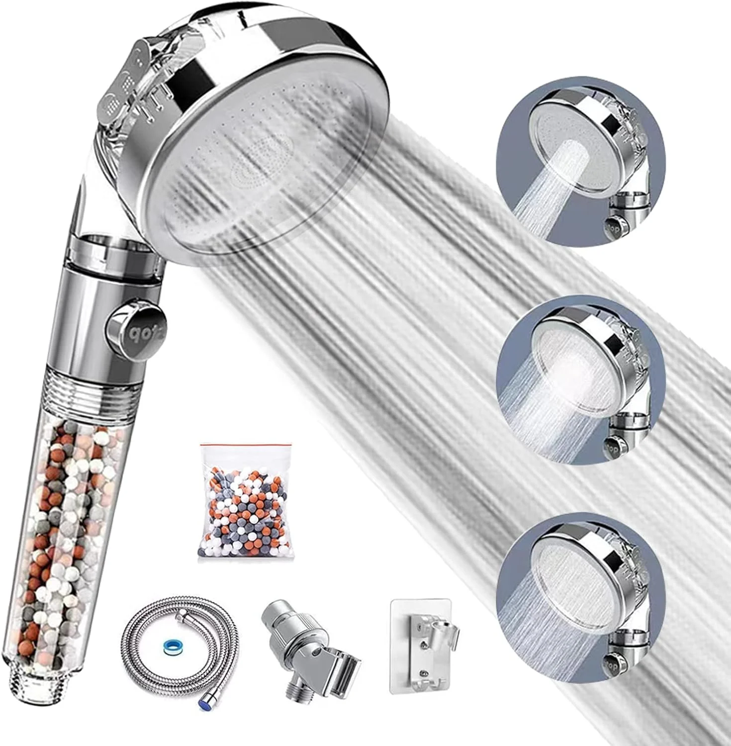 سردوش فیلتراسیون فشار قوی با شلنگ و پایه استیل، سردوش دستی صرفه جویی در آب برای پوست و موی خشک سردوش فیلتراسیون فشار قوی با شلنگ و پایه استیل، سردوش دستی صرفه جویی در آب برای پوست و موی خشک