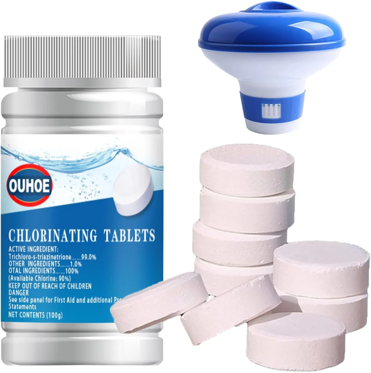 مجموعه پخش کننده کلر استخر UnionSkyy با قرص های تصفیه کننده 100 گرمی - شناور تمیز کننده استخر برای آب شفاف و تمیز