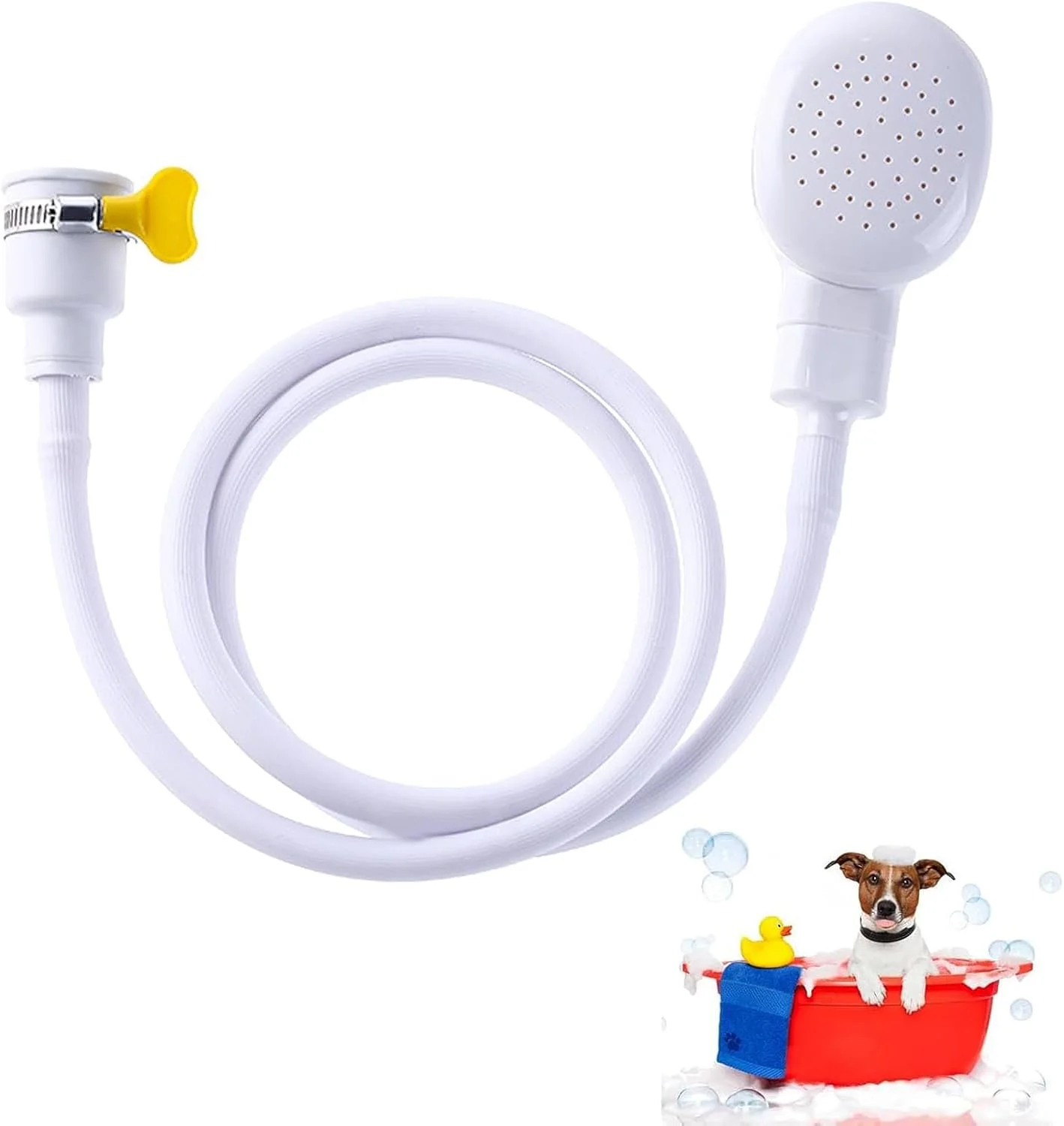 شلنگ دوش شیر آب Wjelet برای حمام، سر دوش تکی حمام با شلنگ 1.3 متری به همراه بست، دوش دستی قابل حمل برای شستشوی حیوانات خانگی و استفاده در سینک آشپزخانه شلنگ دوش شیر آب Wjelet برای حمام، سر دوش تکی حمام با شلنگ 1.3 متری به همراه بست، دوش دستی قابل حمل برای شستشوی حیوانات خانگی و استفاده در سینک آشپزخانه