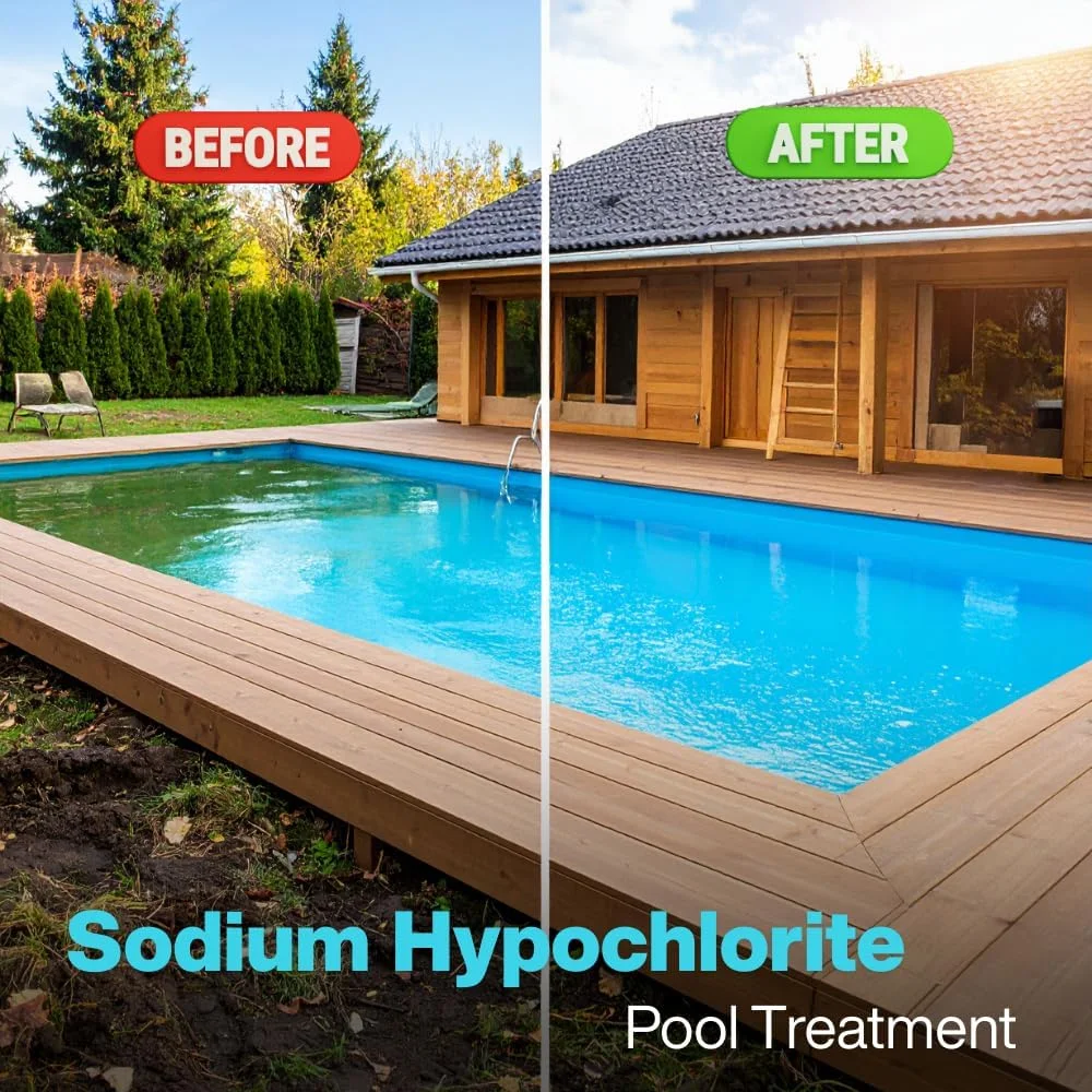 هیپوکلریت سدیم (کلر مایع) – ضدعفونی کننده استخر و آب، گندزدا و شوک درمانی – از بین برنده باکتری ها، جلبک ها و ویروس ها – ماده شیمیایی تصفیه آب برای استخرها و اسپا (5 لیتر) هیپوکلریت سدیم (کلر مایع) – ضدعفونی کننده استخر و آب، گندزدا و شوک درمانی – از بین برنده باکتری ها، جلبک ها و ویروس ها – ماده شیمیایی تصفیه آب برای استخرها و اسپا (5 لیتر)