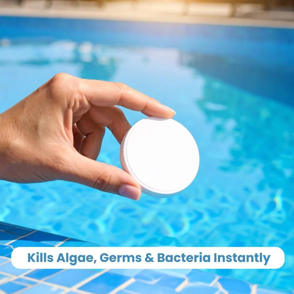 قرص کلر تریوکسی TCCA یک کیلوگرمی (5 عدد 200 گرمی) – ضدعفونی کننده استخر و آبگرم با حل شوندگی آهسته برای کنترل جلبک، ضدعفونی باکتری و محافظت در برابر اشعه ماوراء بنفش