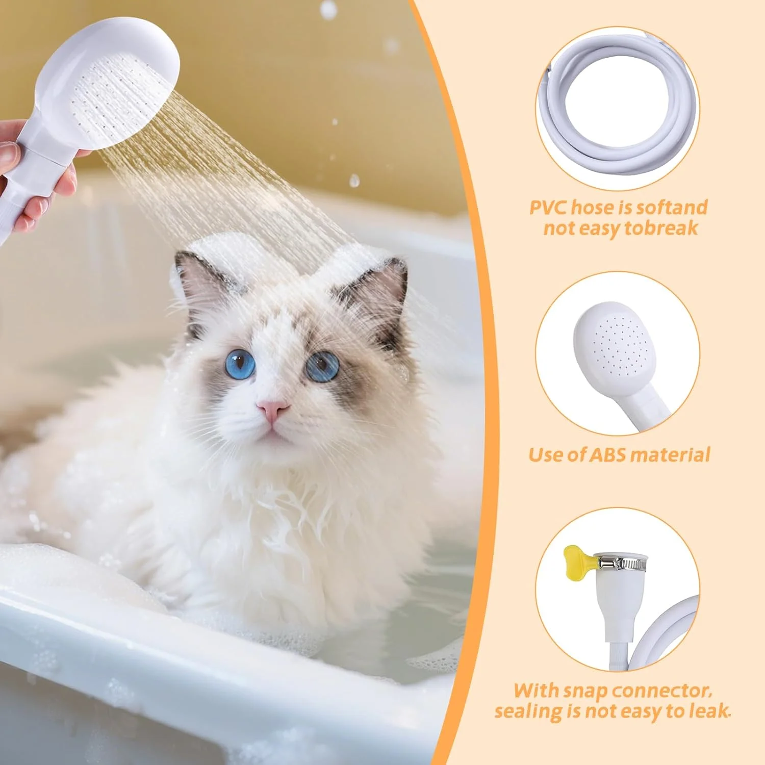 شلنگ دوش شیر آب Wjelet برای حمام، سر دوش تکی حمام با شلنگ 1.3 متری به همراه بست، دوش دستی قابل حمل برای شستشوی حیوانات خانگی و استفاده در سینک آشپزخانه