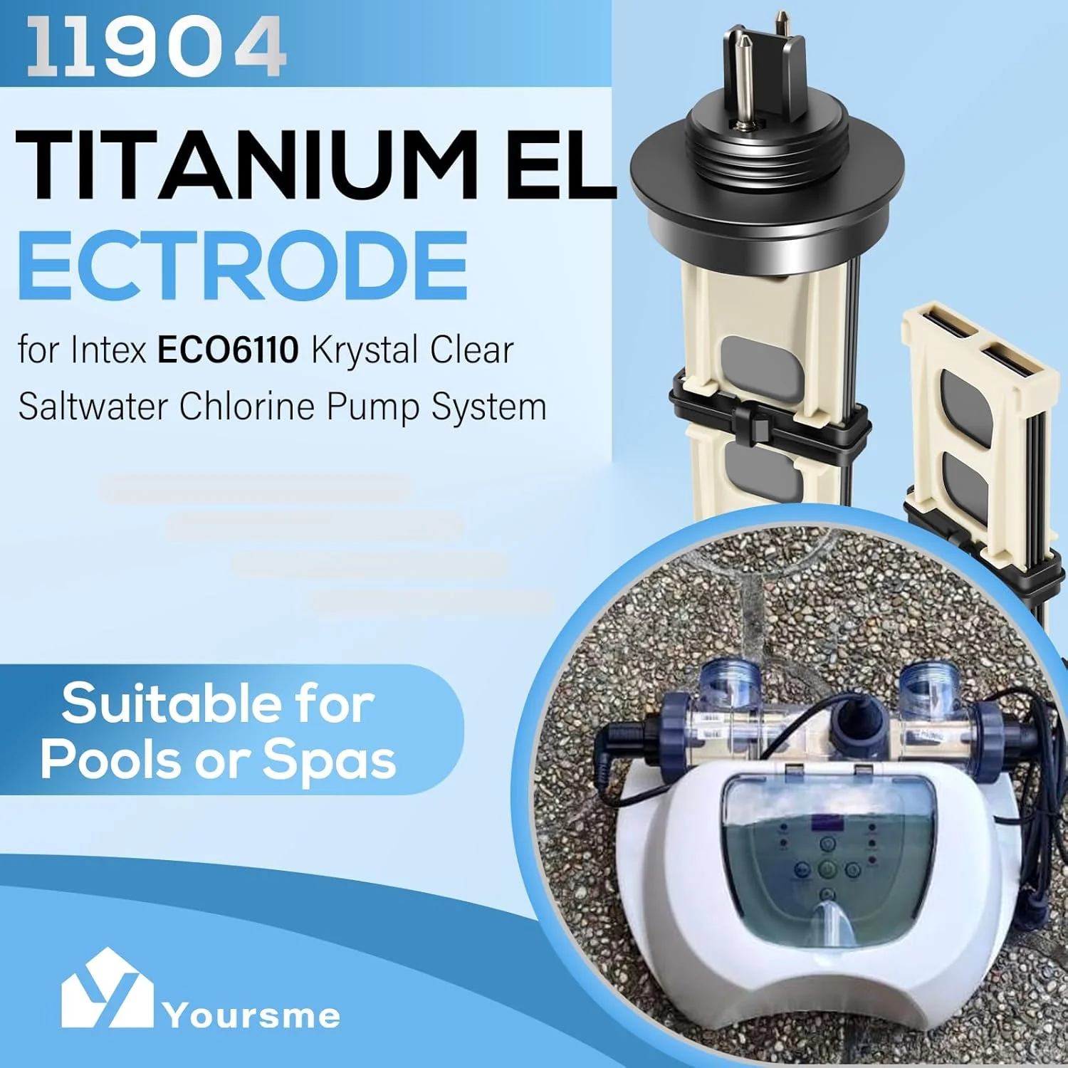 الکترود تیتانیومی 11904 برای سیستم پمپ کلر نمکی کریستال کلیر اینتکس ECO6110، ECO6220، ECO6230، QS1200، ECO8220