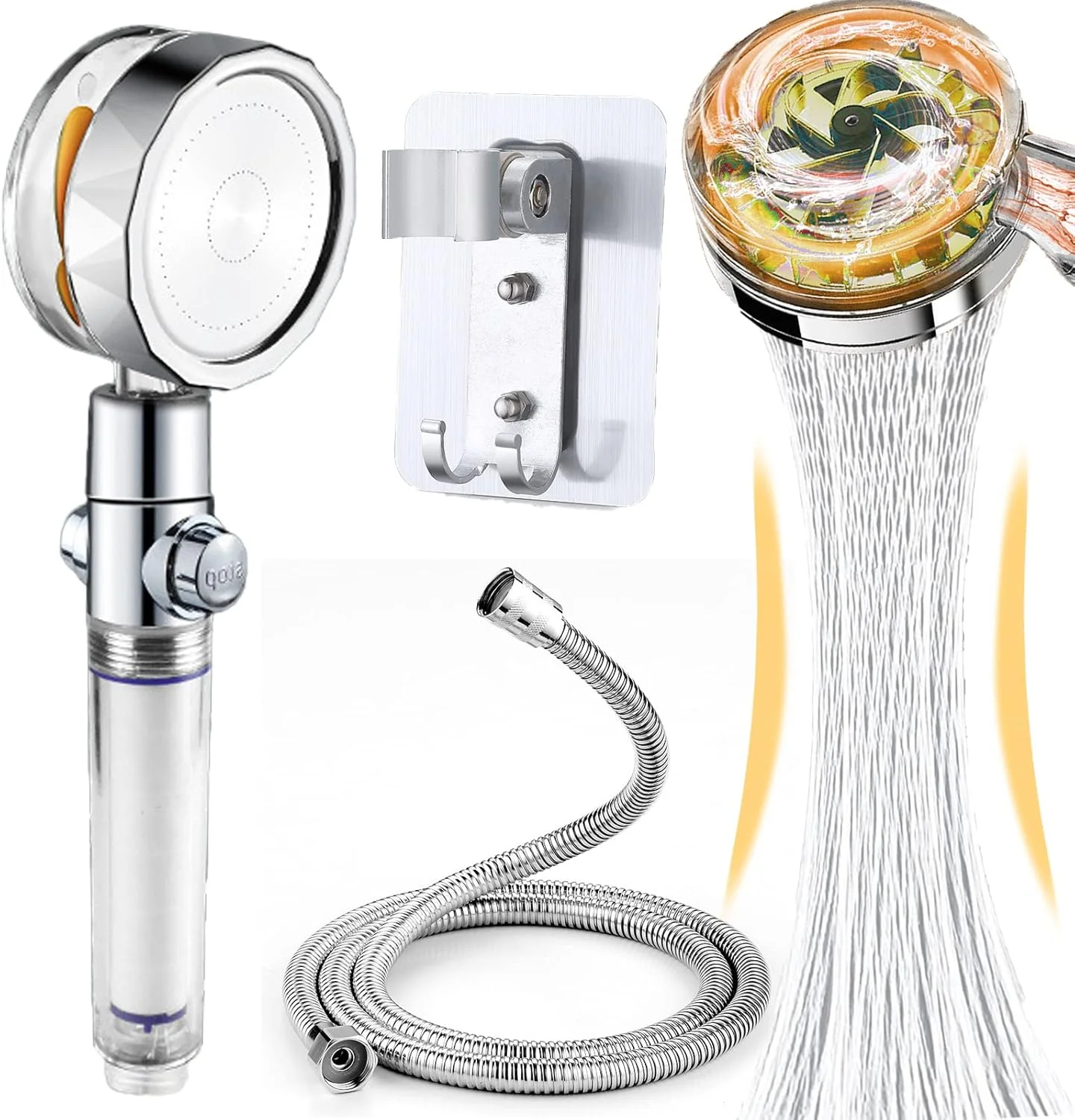 ست سر دوش دستی فشار قوی Wmbzxh Hydro Shower Jet، سر دوش گردبادی توربو فن دار به همراه شلنگ، سر دوش آبشاری توربو شارژ قابل تنظیم با فیلتر آب سخت (ست طلایی) ست سر دوش دستی فشار قوی Wmbzxh Hydro Shower Jet، سر دوش گردبادی توربو فن دار به همراه شلنگ، سر دوش آبشاری توربو شارژ قابل تنظیم با فیلتر آب سخت (ست طلایی)