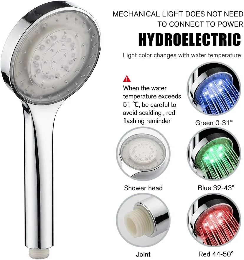 سردوش دستی فشار قوی با اسپری قدرتمند، تغییر رنگ با دما (3 رنگ)