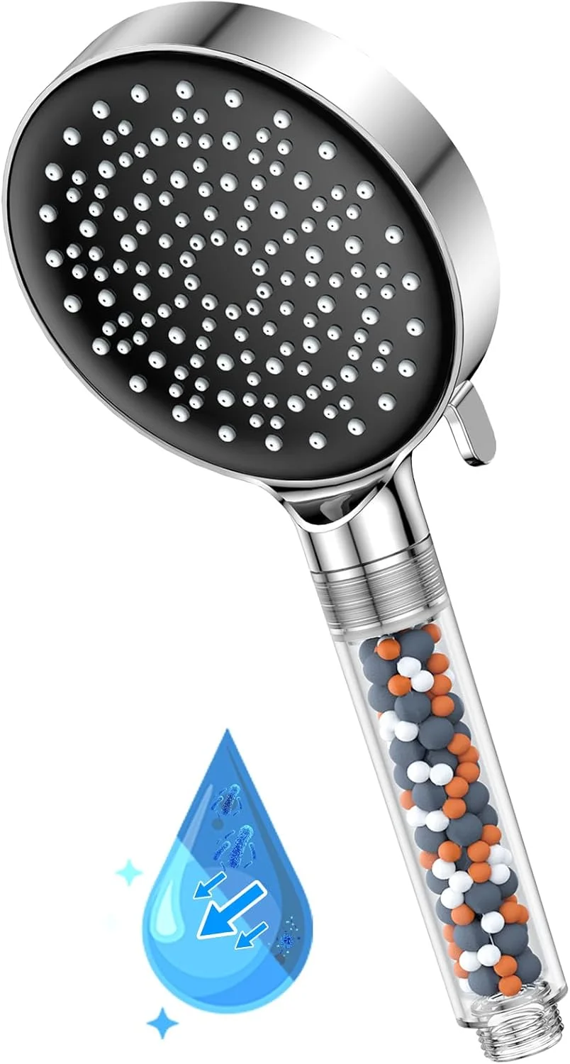 سردوش حمام پرفشار YEAUPE با فیلتر - سردوش دستی با جریان قوی و فیلتر مهره ای، تقویت فشار، صرفه جویی در آب، 6 حالت سردوش برای آب سخت و فشار آب کم سردوش حمام پرفشار YEAUPE با فیلتر - سردوش دستی با جریان قوی و فیلتر مهره ای، تقویت فشار، صرفه جویی در آب، 6 حالت سردوش برای آب سخت و فشار آب کم